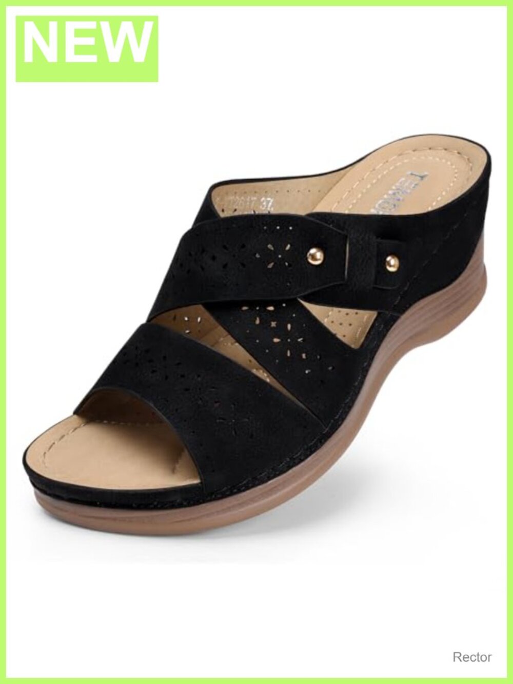TEMOFON Wedge Sandals Women Comfortable Platform Slip On Faux Leather Summer